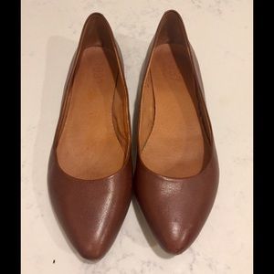 Madewell Brown Leather Pointed Toe Ballet Flats